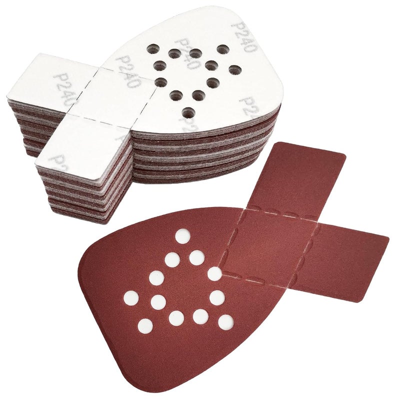 MFBJXC 50PCS Mouse Sander Sandpaper with Extra 2 Tips for Replacement Detail Sander Sanding Pads 12 Holes Hook and Loop Black and Decker Mouse Sander Pads - Image 1